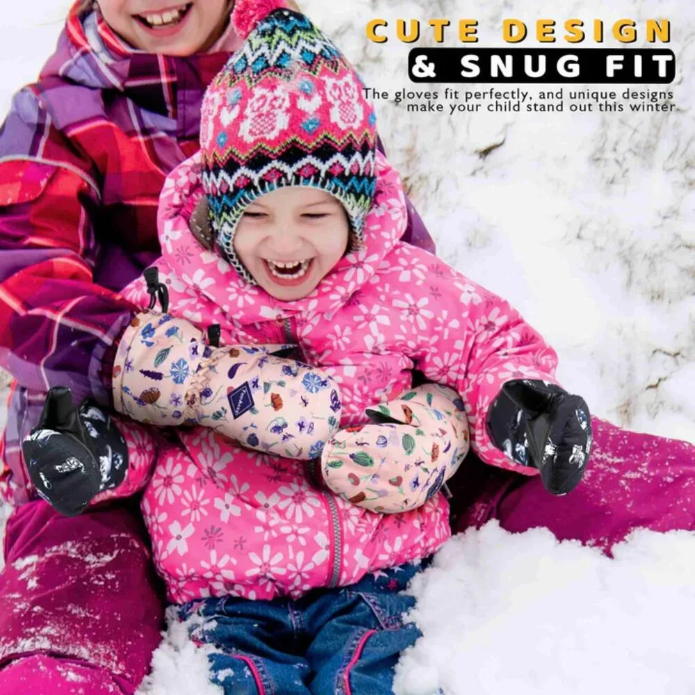 NEW TopAcsy Kids Ski Glove Waterproof Warm Winter Snow Mittens Pink XXXS